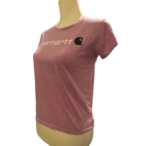 Carhartt Girls Short-Sleeve Crewneck Core Logo Tee, Rose Heather, Size Large - Picture 4 of 5
